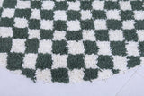 Handmade Green Checkered Round Moroccan Rug - Custom Wool Carpet