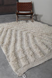 5.5 x 6.7 FT Moroccan Wool Rug – Cream with Modern Geometric Pattern