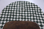 Handmade Green Checkered Round Moroccan Rug - Custom Wool Carpet