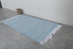 Moroccan Rug – Light Blue Handwoven with Fringe | 3 FT x 5.4 FT