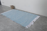 Moroccan Rug – Light Blue Handwoven with Fringe | 3 FT x 5.4 FT