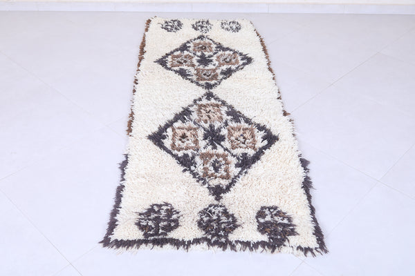 Elegant Moroccan Berber Rug 2.6 X 6.8 Feet - Neutral Tribal Motifs