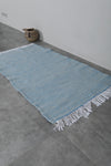 Moroccan Rug – Light Blue Handwoven with Fringe | 3 FT x 5.4 FT