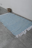 Moroccan Rug – Light Blue Handwoven with Fringe | 3 FT x 5.4 FT