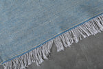 Moroccan Rug – Light Blue Handwoven with Fringe | 3 FT x 5.4 FT