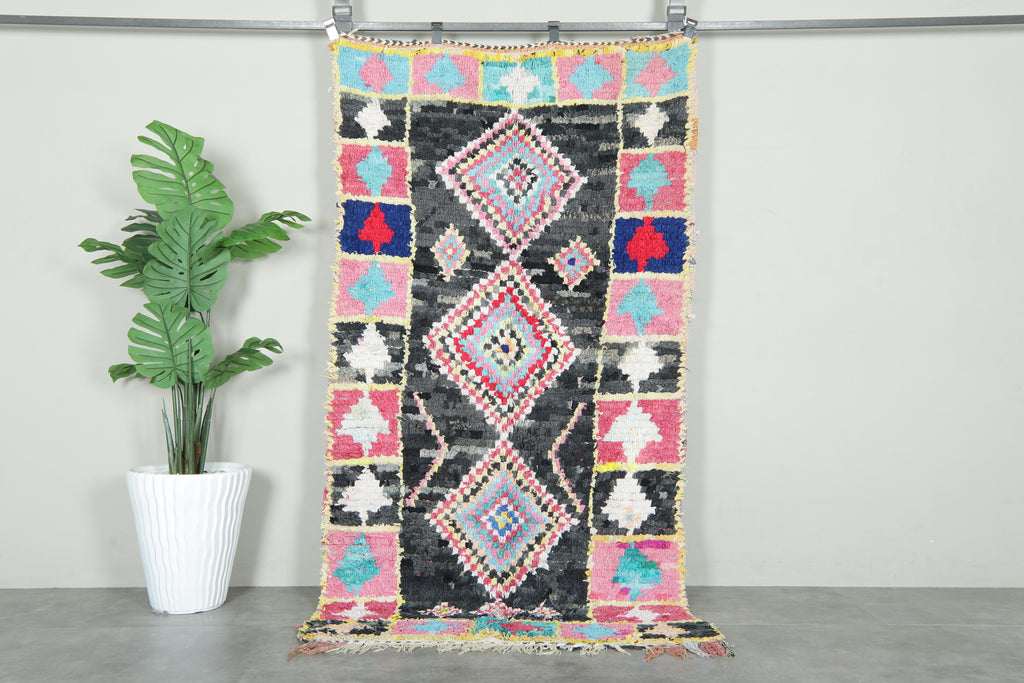 Colorful Moroccan carpet - 3.9 ft x 7.3 ft - Wool geometric rug