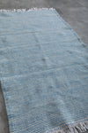 Moroccan Rug – Light Blue Handwoven with Fringe | 3 FT x 5.4 FT