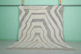 Handmade Moroccan Rug 8 x 9.1 Ft Gray and White Geometric Pattern | Modern Decor