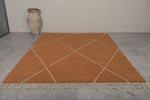 Brown Custom Moroccan Rug with White Striped Pattern