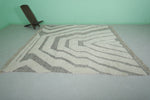 Handmade Moroccan Rug 8 x 9.1 Ft Gray and White Geometric Pattern | Modern Decor