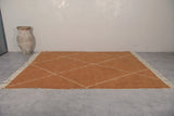 Brown Custom Moroccan Rug with White Striped Pattern