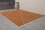 Brown Custom Moroccan Rug with White Striped Pattern