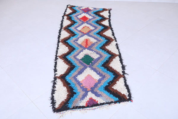 Moroccan berber rug - Colorful zigzag geometric design (2.4 X 6.8 Feet)