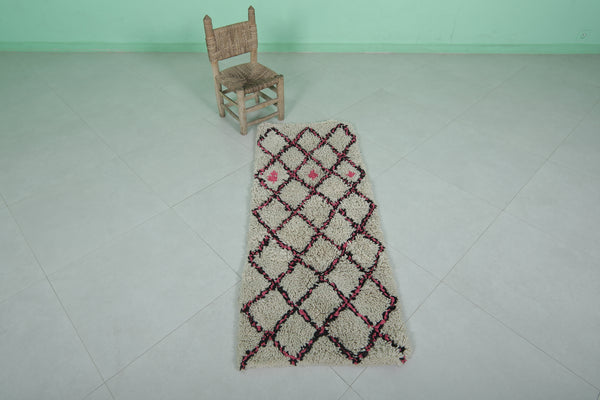 Trellis Moroccan rug 2 x 5.1 FT | Handmade berber design | Wool accent