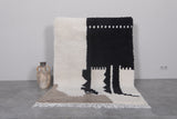 Handmade Beni Ourain Rug – 4.6 x 6.3 ft Modern Black and White Moroccan Wool Rug