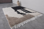 Handmade Beni Ourain Rug – 4.6 x 6.3 ft Modern Black and White Moroccan Wool Rug