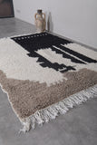 Handmade Beni Ourain Rug – 4.6 x 6.3 ft Modern Black and White Moroccan Wool Rug