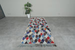 Pastel diamond Moroccan boucherouite rug – 3.7 ft x 8.2 ft