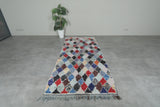 Pastel diamond Moroccan boucherouite rug – 3.7 ft x 8.2 ft