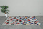 Pastel diamond Moroccan boucherouite rug – 3.7 ft x 8.2 ft