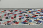 Pastel diamond Moroccan boucherouite rug – 3.7 ft x 8.2 ft