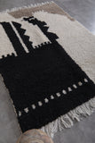 Handmade Beni Ourain Rug – 4.6 x 6.3 ft Modern Black and White Moroccan Wool Rug