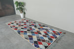 Pastel diamond Moroccan boucherouite rug – 3.7 ft x 8.2 ft