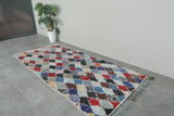 Pastel diamond Moroccan boucherouite rug – 3.7 ft x 8.2 ft