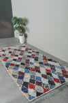 Pastel diamond Moroccan boucherouite rug – 3.7 ft x 8.2 ft