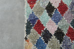 Pastel diamond Moroccan boucherouite rug – 3.7 ft x 8.2 ft