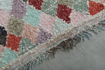 Pastel diamond Moroccan boucherouite rug – 3.7 ft x 8.2 ft