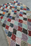 Pastel diamond Moroccan boucherouite rug – 3.7 ft x 8.2 ft