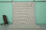 Handmade Moroccan Rug - 6.8 x 9.7 Ft, Subtle Gray and White Geometric Pattern