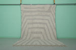 Handmade Moroccan Rug - 6.8 x 9.7 Ft, Subtle Gray and White Geometric Pattern