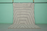 Handmade Moroccan Rug - 6.8 x 9.7 Ft, Subtle Gray and White Geometric Pattern