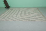 Handmade Moroccan Rug - 6.8 x 9.7 Ft, Subtle Gray and White Geometric Pattern