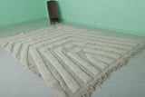 Handmade Moroccan Rug - 6.8 x 9.7 Ft, Subtle Gray and White Geometric Pattern