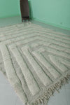 Handmade Moroccan Rug - 6.8 x 9.7 Ft, Subtle Gray and White Geometric Pattern