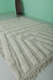 Handmade Moroccan Rug - 6.8 x 9.7 Ft, Subtle Gray and White Geometric Pattern