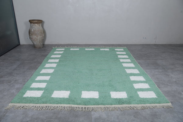 Custom Green White Checkered Moroccan Rug