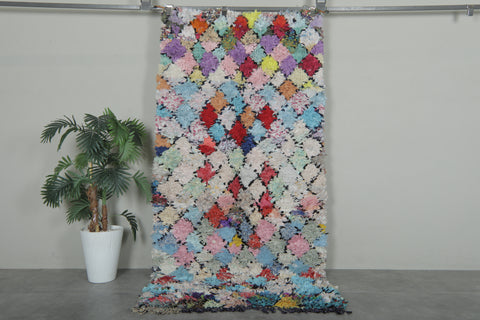 Colorful Diamond Patchwork Boucherouite Rug – 3.6 ft x 7.2 ft