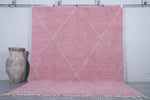 Pink Custom Moroccan Rug White striped Patterns