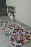 Colorful Diamond Patchwork Boucherouite Rug – 3.6 ft x 7.2 ft