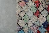 Colorful Diamond Patchwork Boucherouite Rug – 3.6 ft x 7.2 ft
