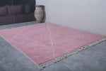 Pink Custom Moroccan Rug White striped Patterns