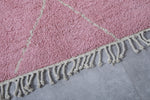 Pink Custom Moroccan Rug White striped Patterns