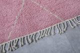 Pink Custom Moroccan Rug White striped Patterns