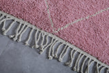 Pink Custom Moroccan Rug White striped Patterns