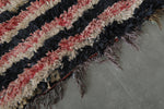 Soft Rose & Beige Striped Moroccan Boucherouite Rug – 3.2 ft x 7.3 ft