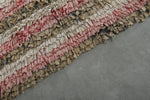 Soft Rose & Beige Striped Moroccan Boucherouite Rug – 3.2 ft x 7.3 ft